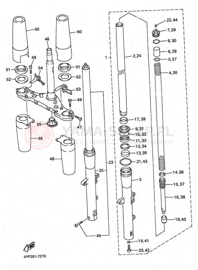 Schemat "Amortyzatory przód" do Yamaha XVZ13AKC/XVZ13AK