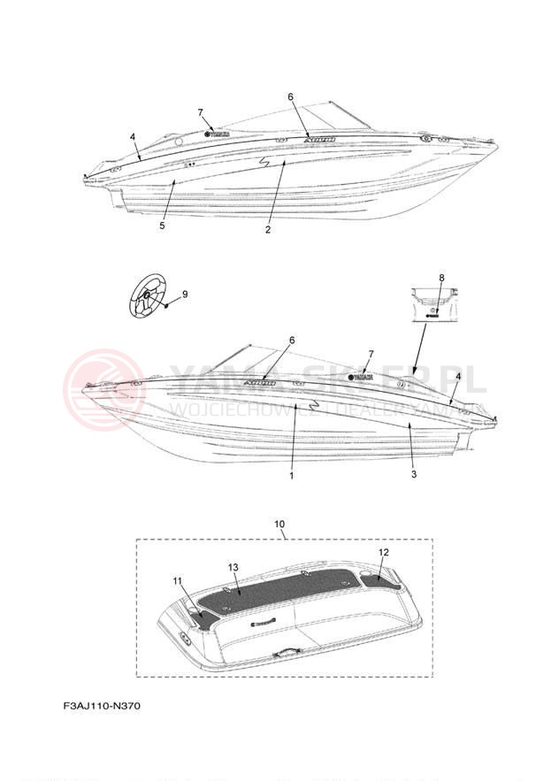 Schemat "Naklejki" do Yamaha AR190 RX1800AN/RX1800BN