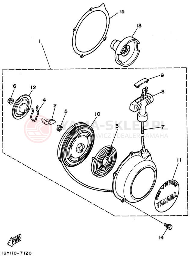 Schemat "Cięgno do odpalania" do Yamaha BIG BEAR 4WD YFM350FWG
