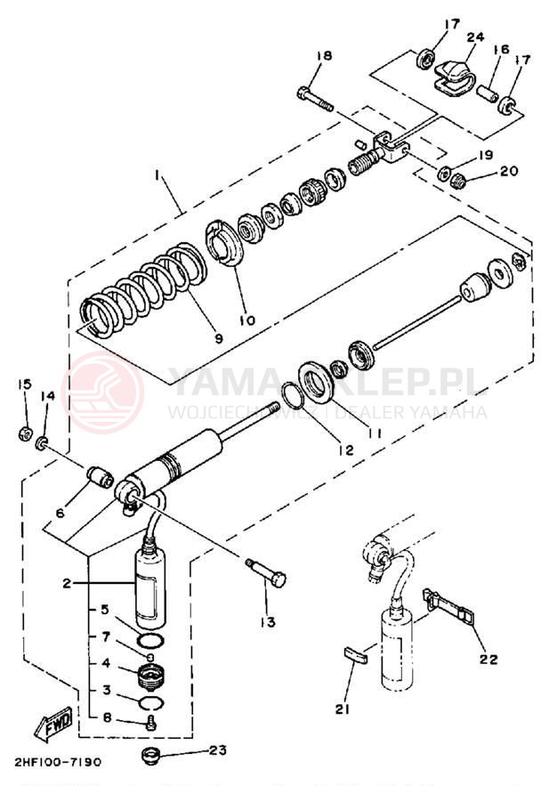 Schemat "zawieszenie tył" do Yamaha YZ80T