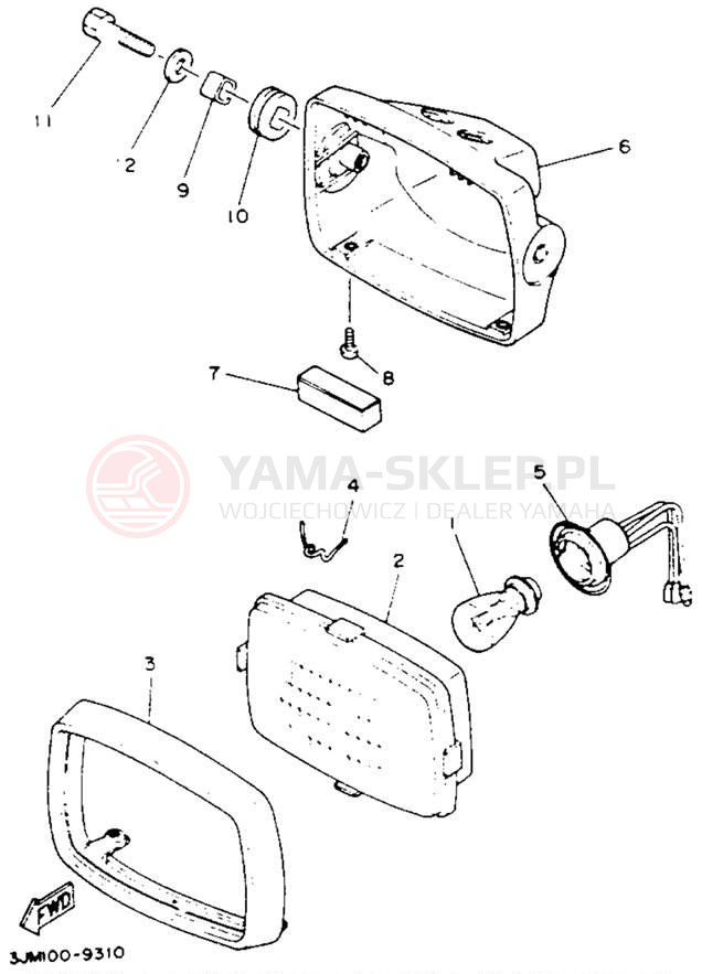 Schemat "Lampa przód" do Yamaha BLASTER YFS200E