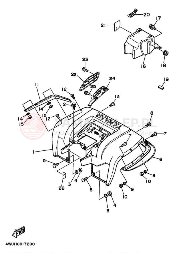 Schemat "Tylny błotnik" do Yamaha BIG BEAR 4WD YFM350FWBJ