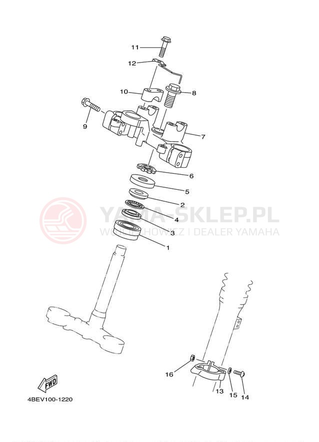 Schemat "Półki zawieszenia" do Yamaha XT225 XT225RC/XT225R