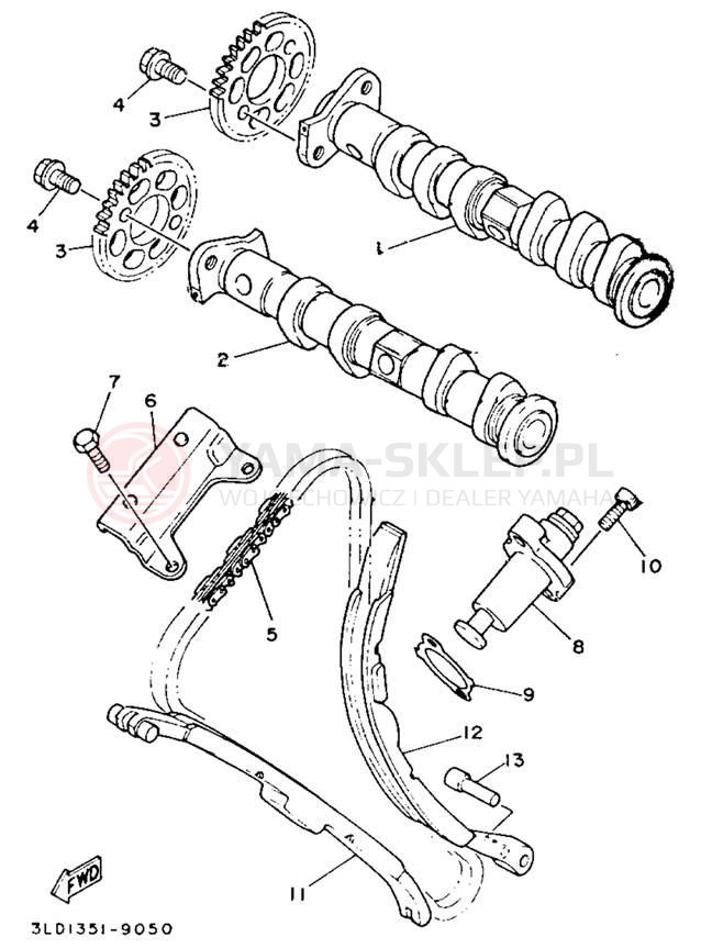 Schemat "Rozrząd - łańcuszek" do Yamaha TDM850 TDM850E/TDM850EC