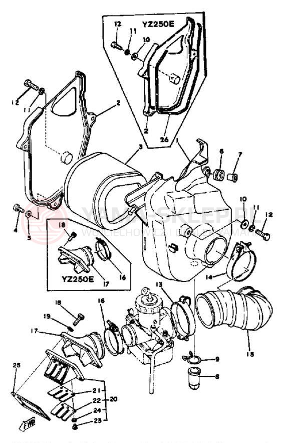 Schemat "Filtr powietrza" do Yamaha YZ250C
