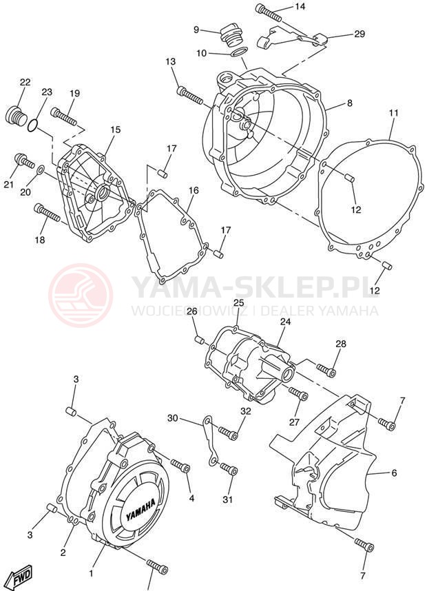 Schemat "Pokrywa silnika" do Yamaha FZ1 FZS1000N/FZS1000NC