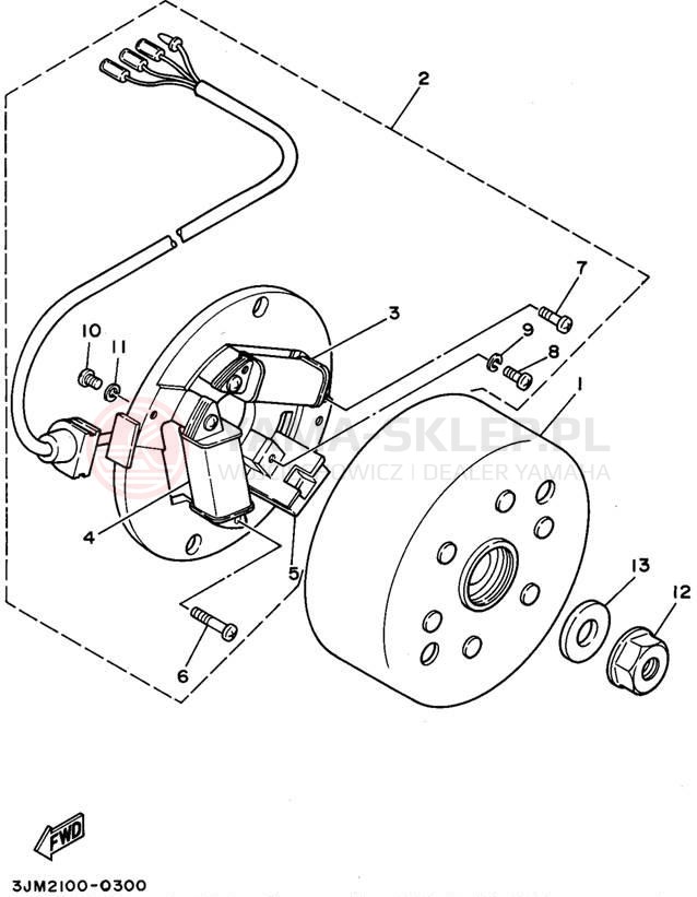Schemat "prądnica" do Yamaha BLASTER YFS200G_MN
