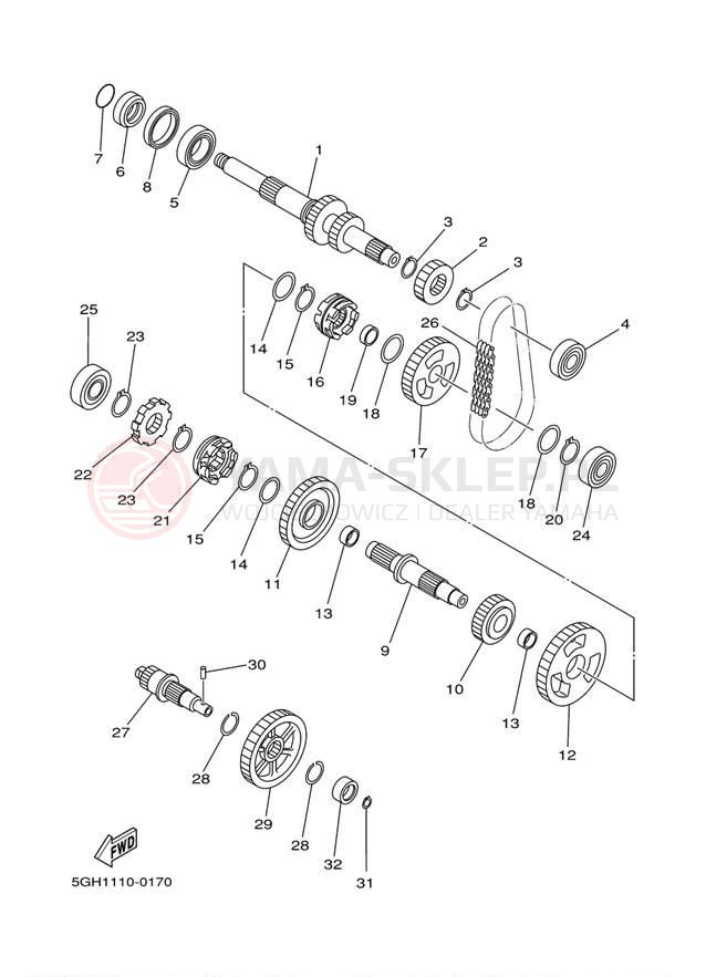 Schemat "Skrzynia biegów " do Yamaha KODIAK 2WD YFM400AN