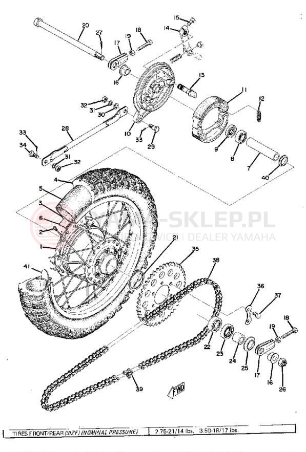 Schemat "Koło tył" do Yamaha MX175A