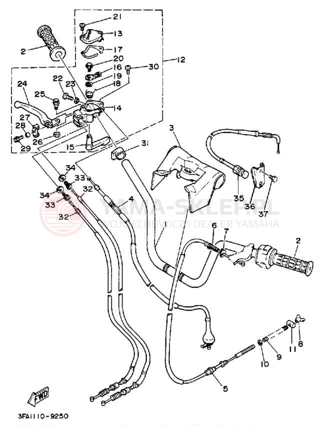 Schemat "Kierownica i osprzęt" do Yamaha BREEZE YFA1W
