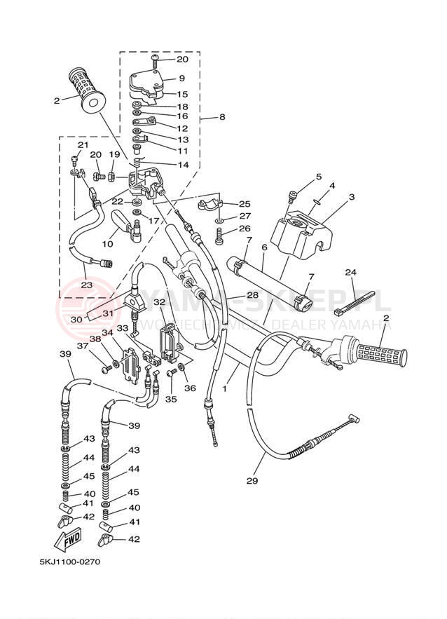 Schemat "Kierownica i osprzęt" do Yamaha BLASTER YFS200M