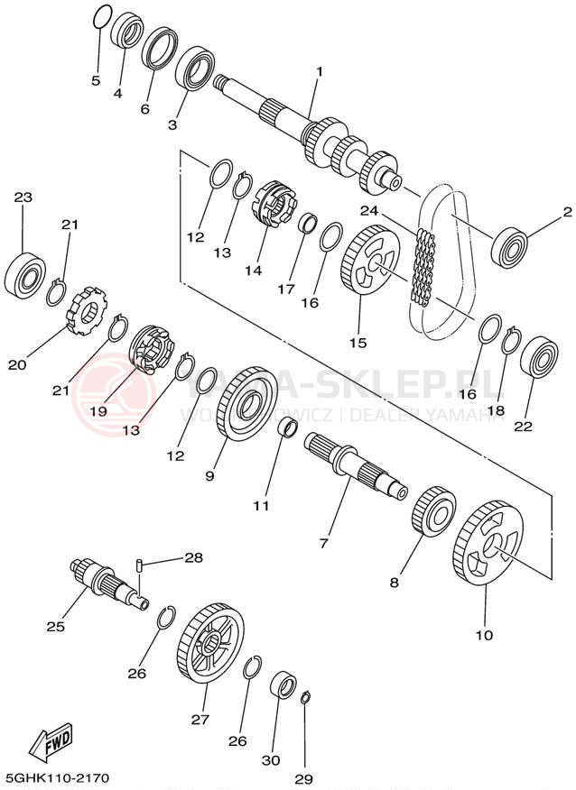 Schemat "Skrzynia biegów " do Yamaha KODIAK 4WD YFM400FAP