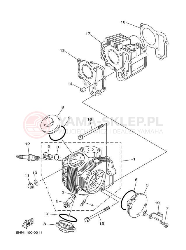 Schemat "głowica" do Yamaha TT-R90E TTR90ET