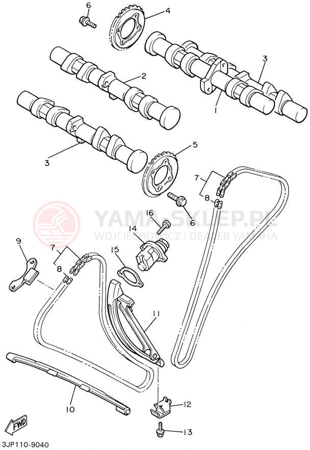 Schemat "Rozrząd - łańcuszek" do Yamaha V-MAX 1200 VMX12LC/VMX12L