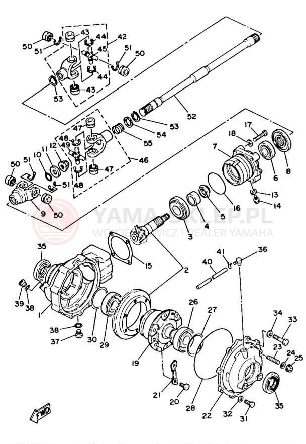 Schemat "Wał napędowy przód" do Yamaha BIG BEAR 4WD YFM350FWB