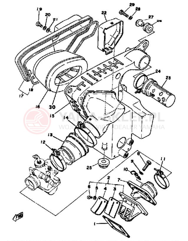 Schemat "Filtr powietrza" do Yamaha DT125F