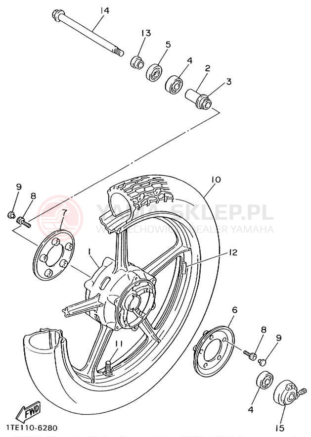 Schemat "Koło przód" do Yamaha VIRAGO 1100 XV1100L/XV1100LC