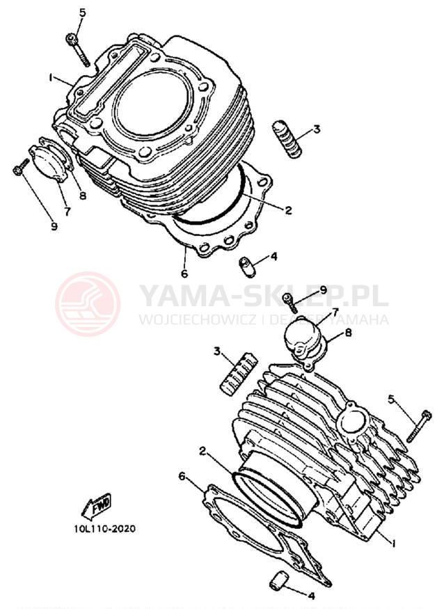 Schemat "cylinder" do Yamaha MIDNIGHT VIRAGO 750 XV750MK