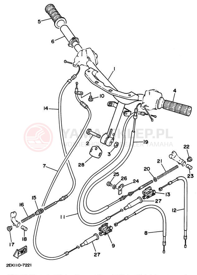 Schemat "Kierownica i osprzęt" do Yamaha RAZZ SH50L