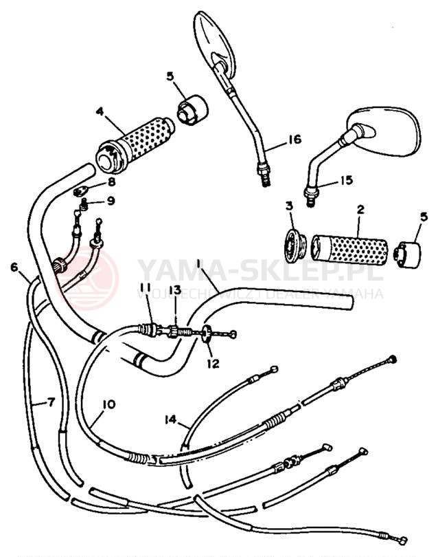 Schemat "Kierownica i osprzęt" do Yamaha VIRAGO 750 XV750B/XV750BC