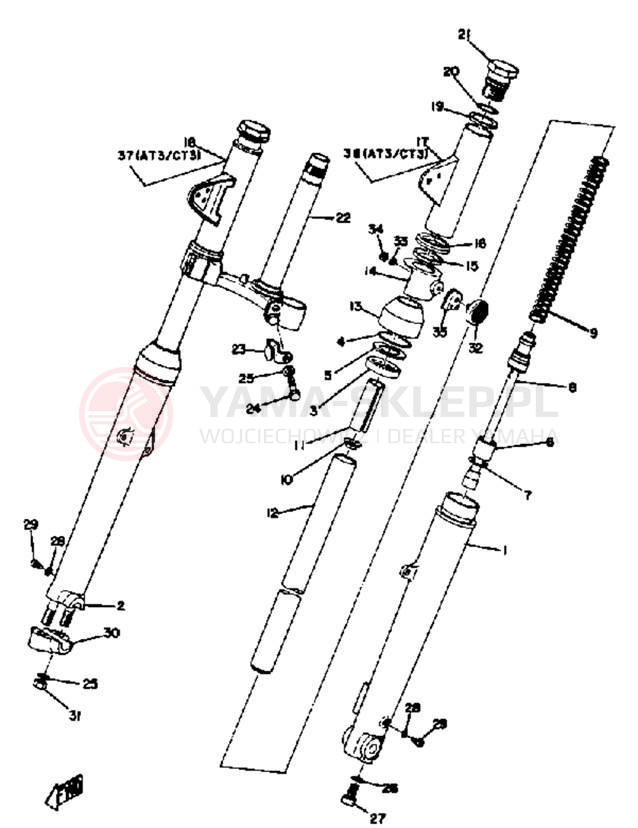 Schemat "Amortyzatory przód" do Yamaha AT3_CT3 CT3/AT3