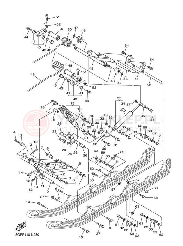 Schemat "Zawieszenie gąsiennicy" do Yamaha PHAZER XTX PZ50XTEW