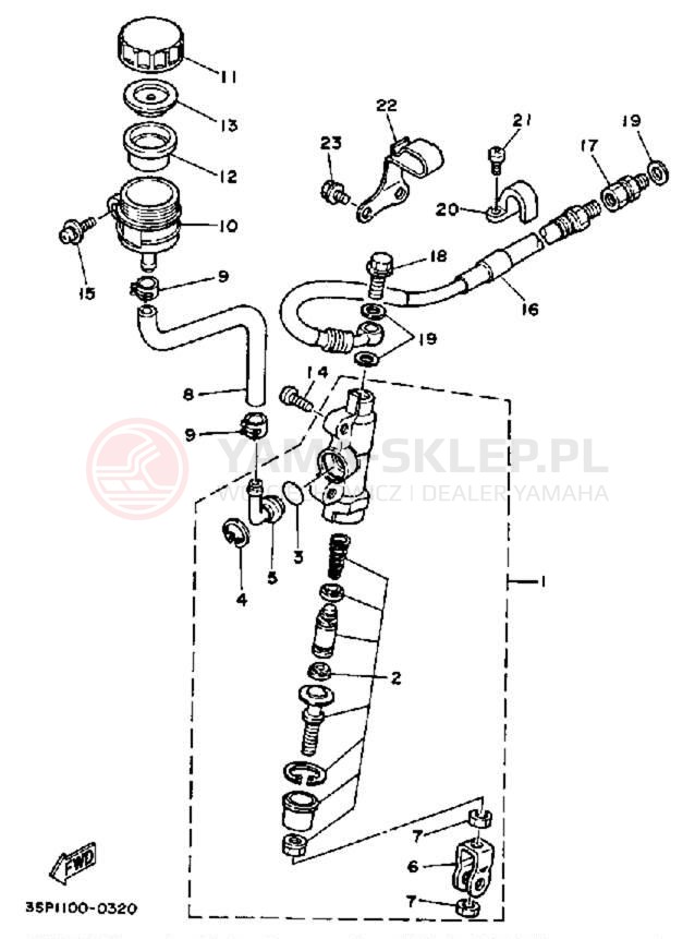 Schemat "Pompa hamulcowa tył" do Yamaha YZ125B