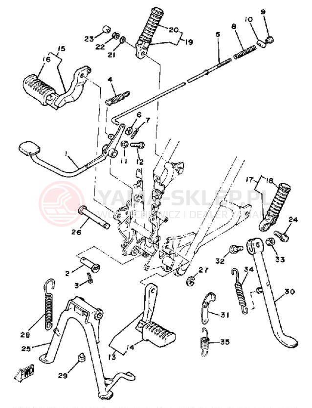 Schemat "Stopka postojowa i podnóżki" do Yamaha SR185H
