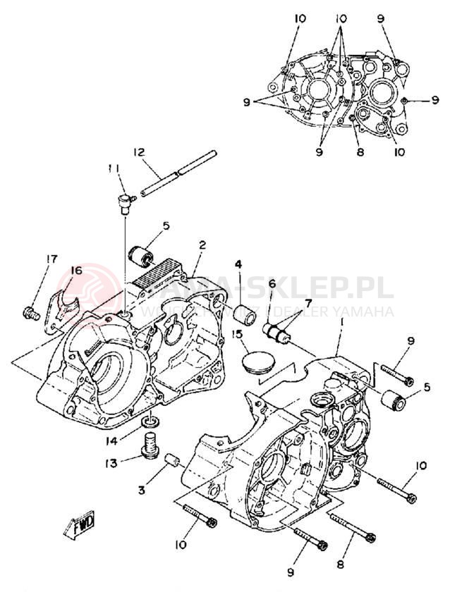 Schemat "Obudowa silnika" do Yamaha TZ125G