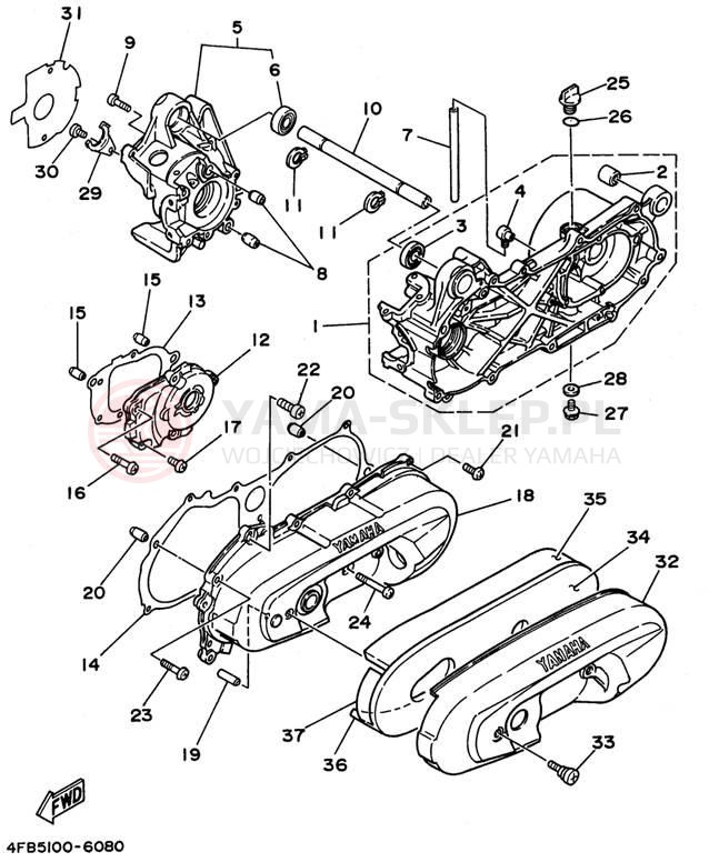Schemat "Obudowa silnika" do Yamaha JOG CY50K