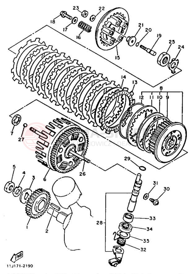 Schemat "sprzęgło" do Yamaha XZ550RK