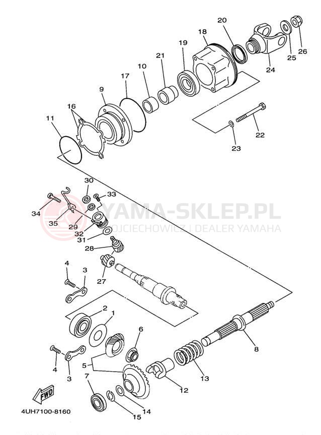 Schemat "Przeniesienie napędu" do Yamaha BIG BEAR 2WD YFM350UK