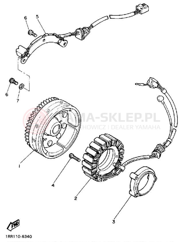 Schemat "prądnica" do Yamaha VIRAGO 750 XV750AC/XV750A