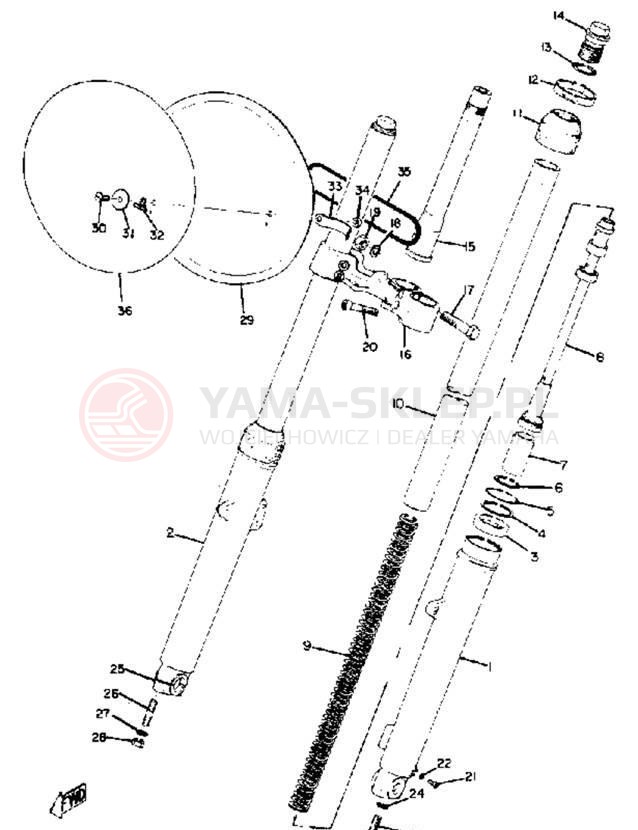 Schemat "Amortyzatory przód" do Yamaha SC500
