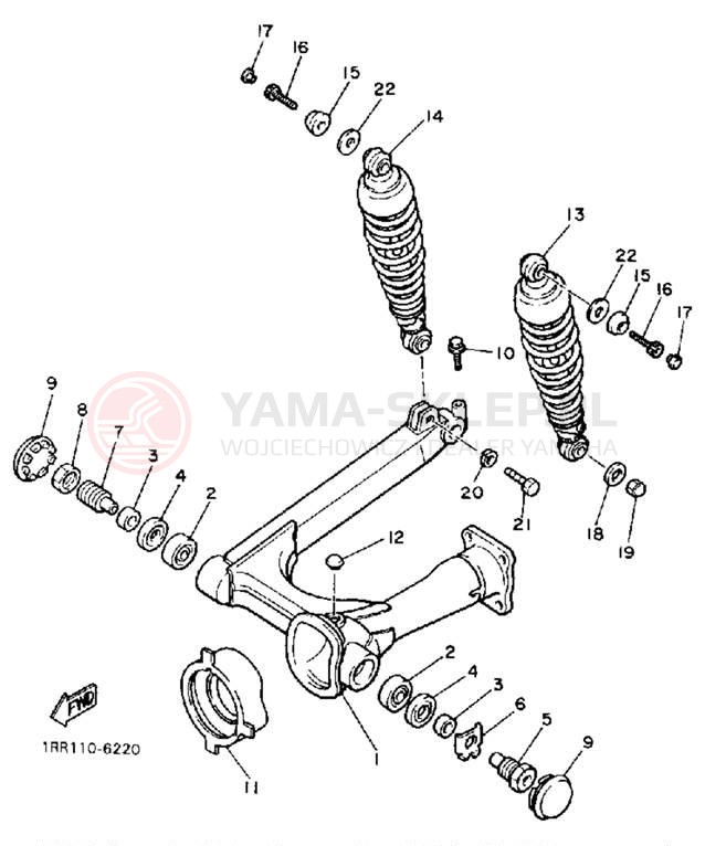 Schemat "wahacz, zawieszenie tył" do Yamaha VIRAGO 700 XV700CTC/XV700CT