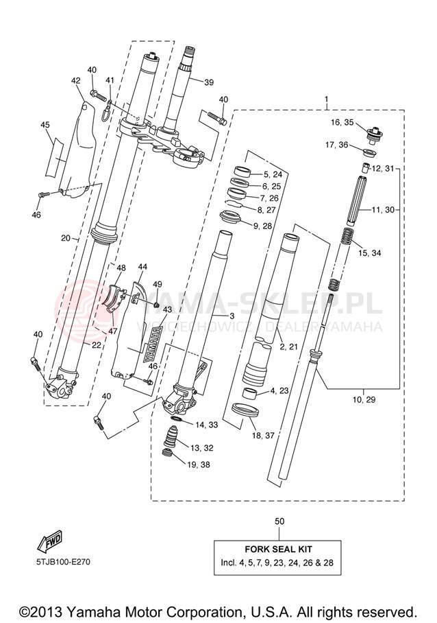 Schemat "Amortyzatory przód" do Yamaha WR250FX WR250FX