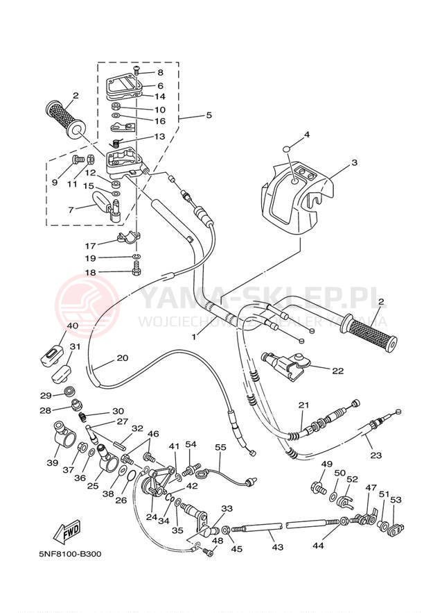 Schemat "Kierownica i osprzęt" do Yamaha WARRIOR YFM35XSC/YFM35XS