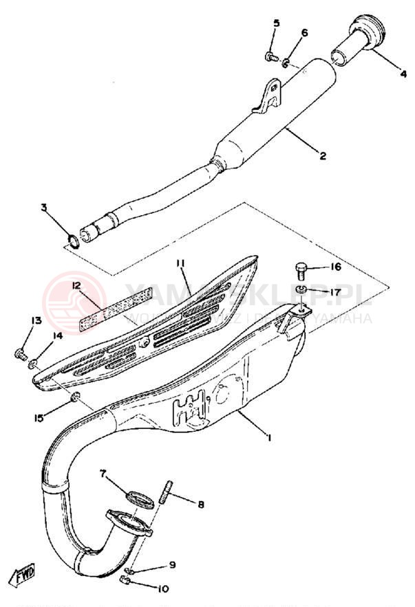 Schemat "Wydech końcowy" do Yamaha DT100D