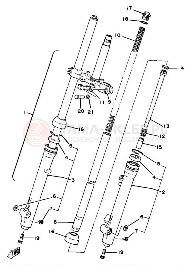 Schemat "Amortyzatory przód" do Yamaha YZ80H
