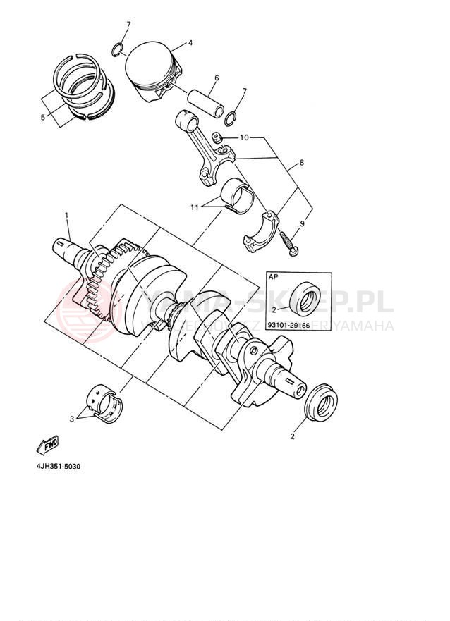 Schemat "Wał korbowy, tłok" do Yamaha YZF600R YZF600RN/YZF600RNC