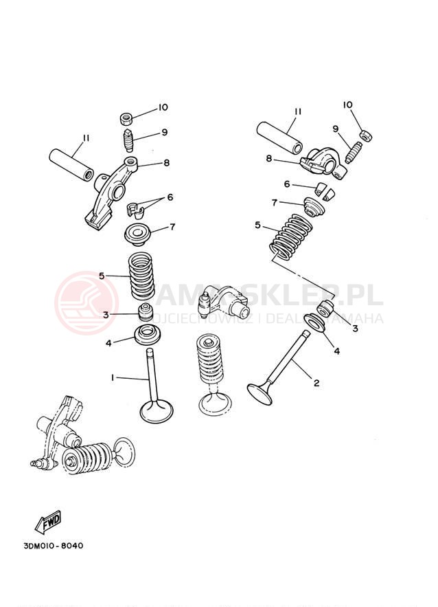 Schemat "zawory" do Yamaha VIRAGO 250 XV250W1/XV250W1C