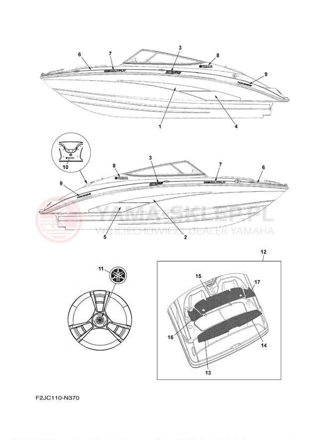 Schemat "Naklejki" do Yamaha 212SS CALIFORNIA XAT1800CLN