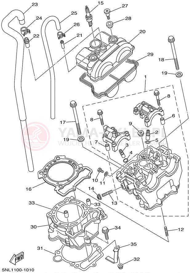 Schemat "cylinder" do Yamaha YZ250F YZ250FN