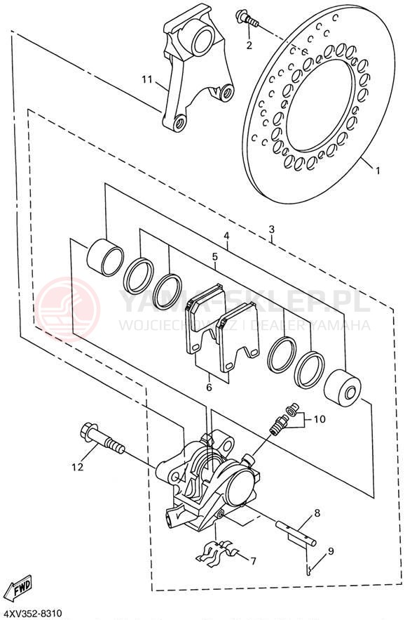 Schemat "Zacisk hamulcowy tylny" do Yamaha YZFR1 YZFR1N/YZFR1NC