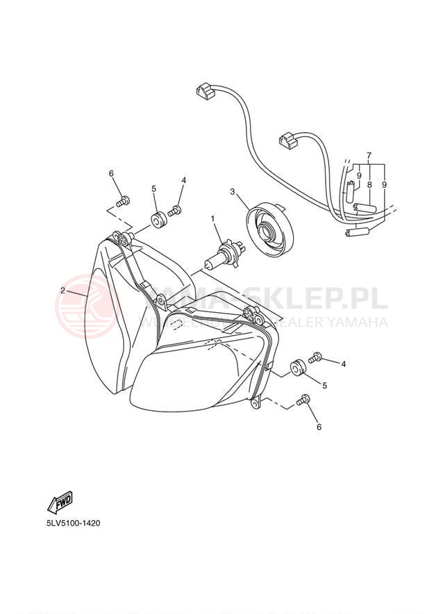 Schemat "Lampa przód" do Yamaha FZ-1 FZS1S/FZS1SC