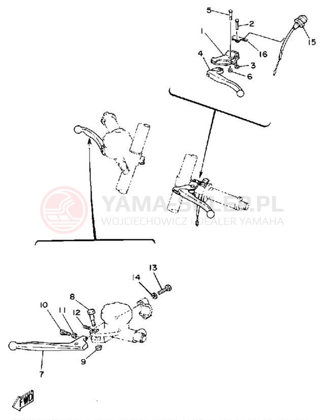 Schemat "Kierownica i osprzęt" do Yamaha TZ125G