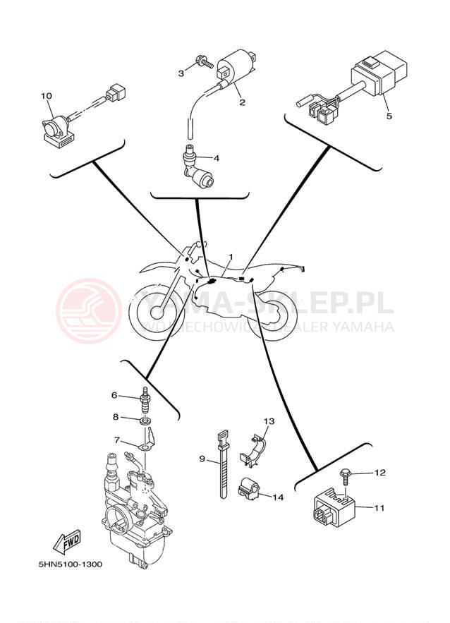 Schemat "układ elektryczny" do Yamaha TTR90 TTR90N