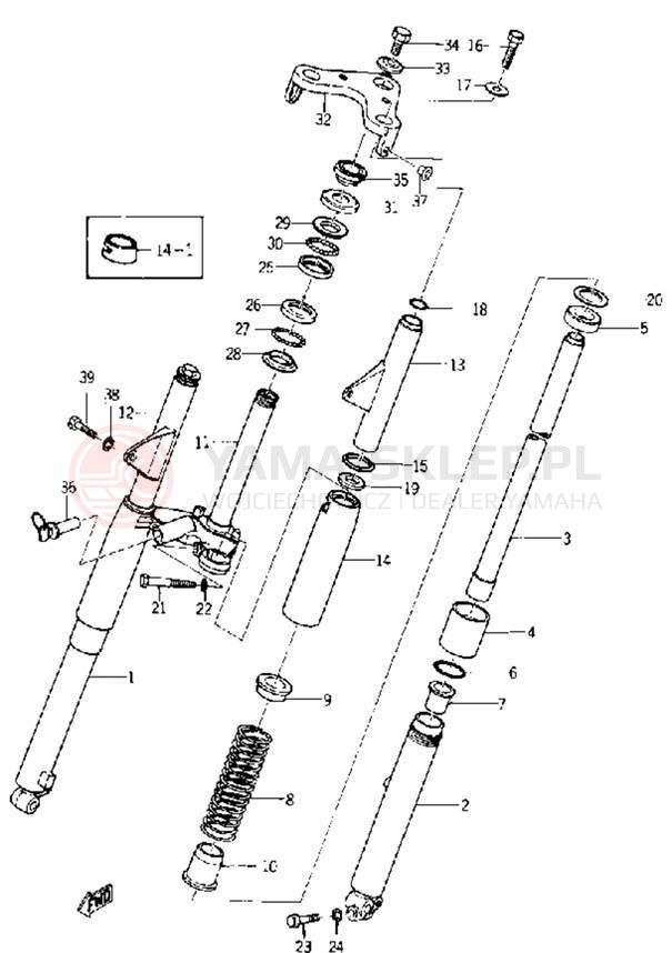 Schemat "Amortyzatory przód" do Yamaha YG1T/YG1TK