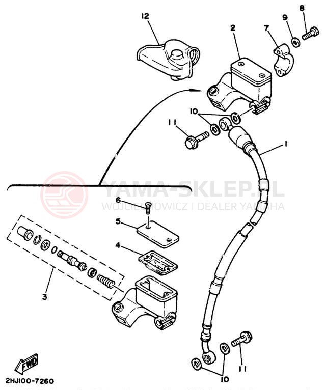 Schemat "Pompa hamulcowa przednia" do Yamaha YZ125U