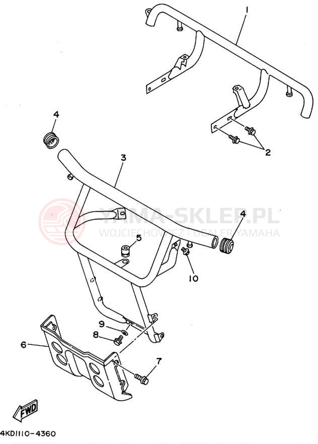 Schemat "osłona / stelaż" do Yamaha YFB250FWF